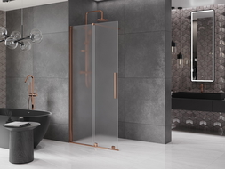 Mexen Velar paroi de douche coulissante Walk-in 85 x 200 cm, givrée 8 mm, or rose - 871-085-000-33-60