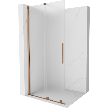 Mexen Velar paroi de douche pliante Walk-in 85 x 200 cm, givré 8 mm, or rose - 871-085-000-33-60