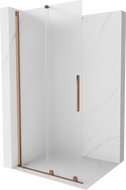 Mexen Velar paroi de douche coulissante Walk-in 85 x 200 cm, givrée 8 mm, or rose - 871-085-000-33-60