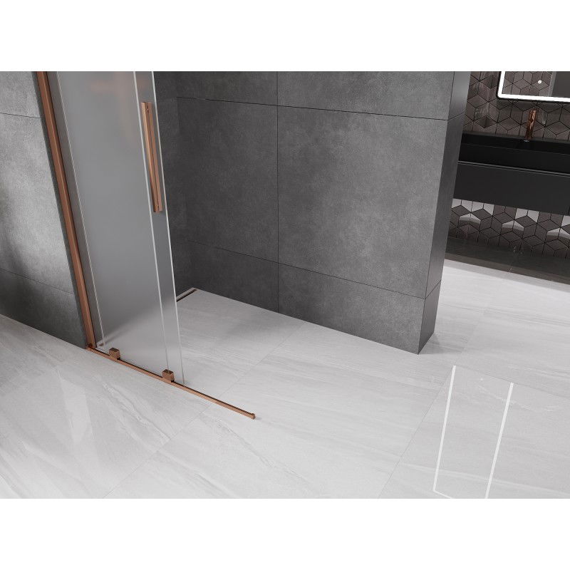 Mexen Velar paroi de douche coulissante Walk-in 100 x 200 cm, dépoli 8 mm, or rose - 871-100-000-33-60
