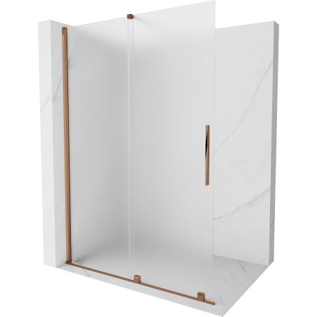 Mexen Velar paroi de douche coulissante Walk-in 130 x 200 cm, givrée 8 mm, or rose - 871-130-000-33-60
