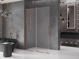 Mexen Velar paroi de douche coulissante Walk-in 140 x 200 cm, verre dépoli 8 mm, or rose - 871-140-000-33-60