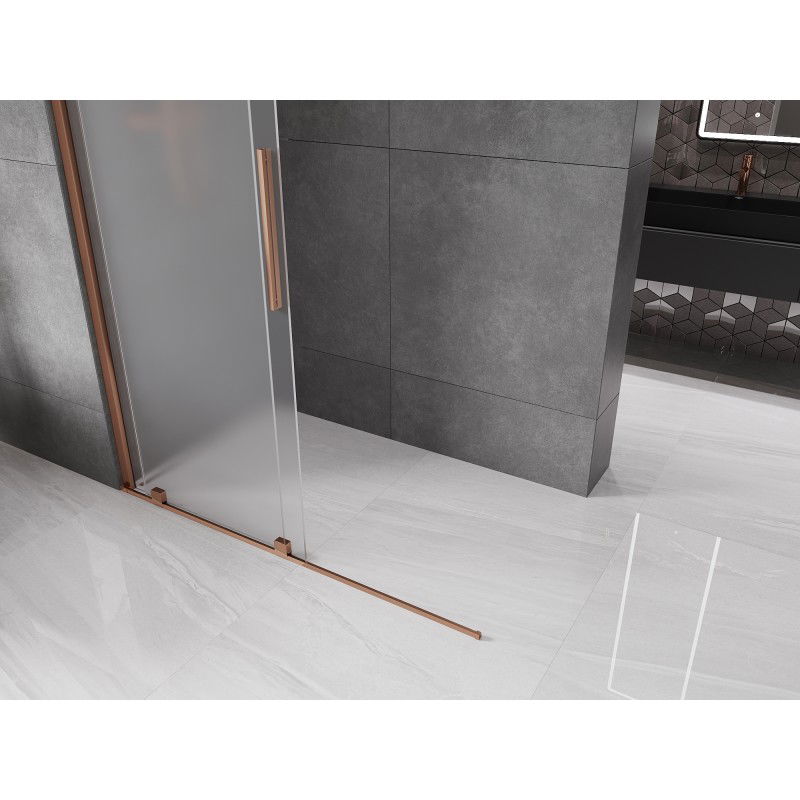 Mexen Velar paroi de douche coulissante Walk-in 130 x 200 cm, givrée 8 mm, or rose - 871-130-000-33-60