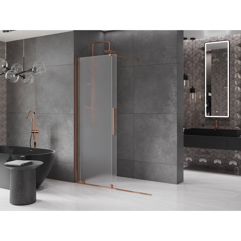 Mexen Velar paroi de douche coulissante Walk-in 160 x 200 cm, givre 8 mm, or rose - 871-160-000-33-60