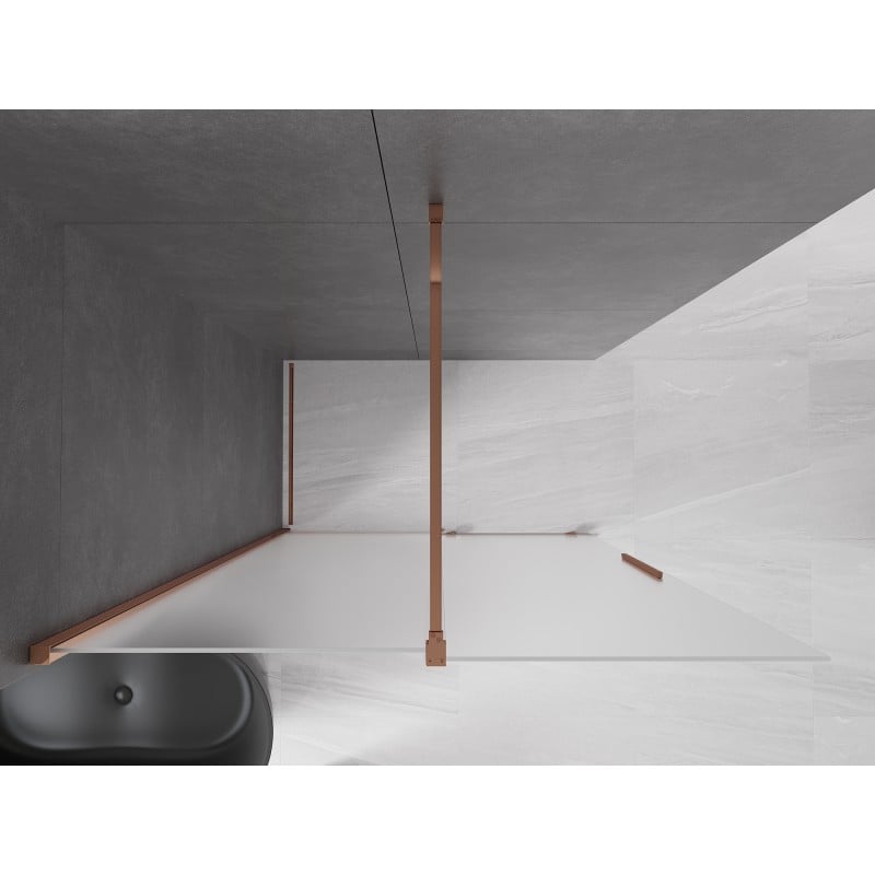 Mexen Velar paroi de douche coulissante Walk-in 150 x 200 cm, givré 8 mm, or rose - 871-150-000-33-60