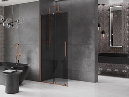 Mexen Velar paroi de douche coulissante Walk-in 80 x 200 cm, graphite 8 mm, or rose - 871-080-000-43-60