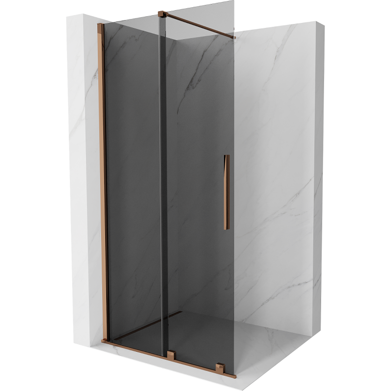 Mexen Velar paroi de douche coulissante Walk-in 85 x 200 cm, graphite 8 mm, or rose - 871-085-000-43-60