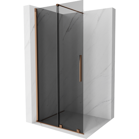 Paroi de douche Mexen Velar rétractable Walk-in 85 x 200 cm, graphite 8 mm, or rose - 871-085-000-43-60