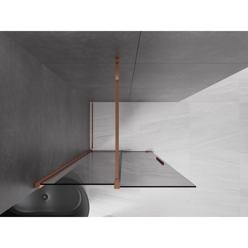 Mexen Velar paroi de douche coulissante Walk-in 70 x 200 cm, graphite 8 mm, or rose - 871-070-000-43-60