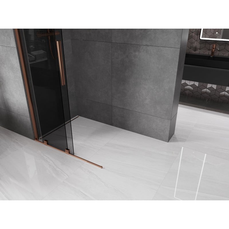 Mexen Velar paroi de douche coulissante Walk-in 90 x 200 cm, graphite 8 mm, or rose - 871-090-000-43-60