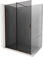 Mexen Velar paroi de douche coulissante Walk-in 150 x 200 cm, graphite 8 mm, or rose - 871-150-000-43-60