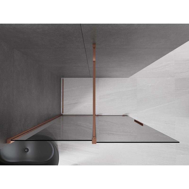 Mexen Velar Paroi de douche coulissante Walk-in 140 x 200 cm, graphite 8 mm, or rose - 871-140-000-43-60