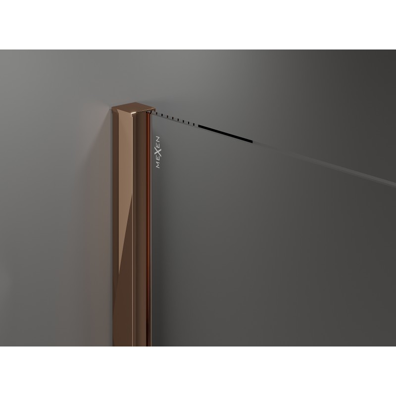 Mexen Velar paroi de douche coulissante Walk-in 150 x 200 cm, graphite 8 mm, or rose - 871-150-000-43-60