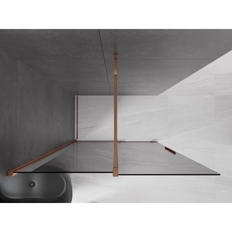 Mexen Velar paroi de douche coulissante Walk-in 160 x 200 cm, graphite 8 mm, or rose - 871-160-000-43-60