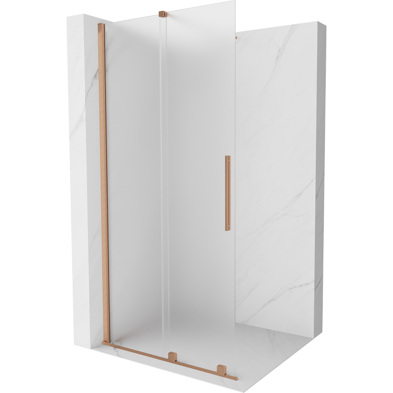 Mexen Velar paroi de douche coulissante Walk-in 75 x 200 cm, givrée 8 mm, cuivre brossé - 871-075-000-33-65