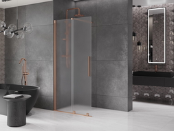 Mexen Velar paroi de douche coulissante Walk-in 75 x 200 cm, givrée 8 mm, cuivre brossé - 871-075-000-33-65