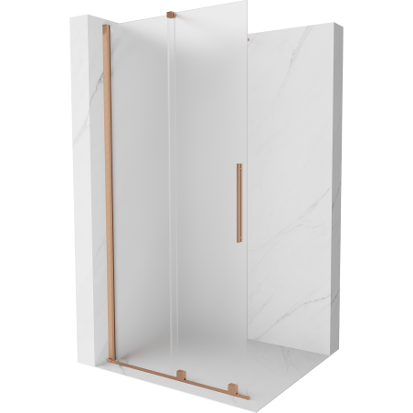 Mexen Velar paroi de douche pliante Walk-in 90 x 200 cm, verre dépoli 8 mm, laiton brossé - 871-090-000-33-65