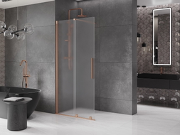 Mexen Velar paroi de douche coulissante Walk-in 90 x 200 cm, givrée 8 mm, cuivre brossé - 871-090-000-33-65