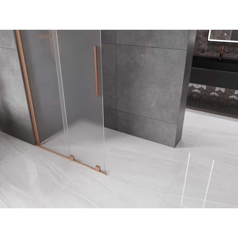 Mexen Velar paroi de douche coulissante Walk-in 120 x 200 cm, verre dépoli 8 mm, cuivre brossé - 871-120-000-33-65