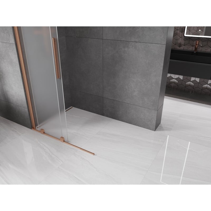 Mexen Velar paroi de douche coulissante Walk-in 120 x 200 cm, verre dépoli 8 mm, cuivre brossé - 871-120-000-33-65