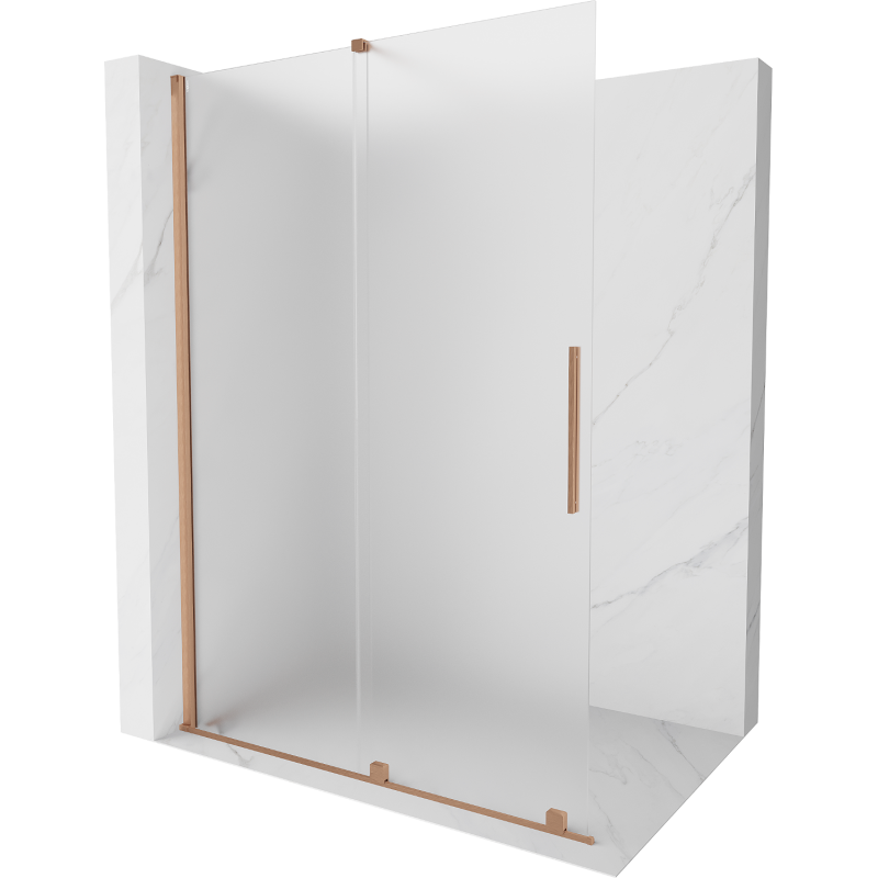 Mexen Velar paroi de douche coulissante Walk-in 130 x 200 cm, verre dépoli 8 mm, laiton brossé - 871-130-000-33-65