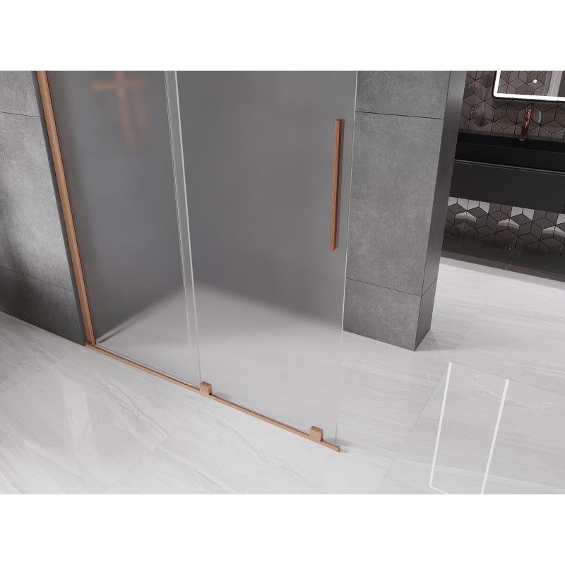 Mexen Velar paroi de douche coulissante Walk-in 130 x 200 cm, givre 8 mm, cuivre brossé - 871-130-000-33-65