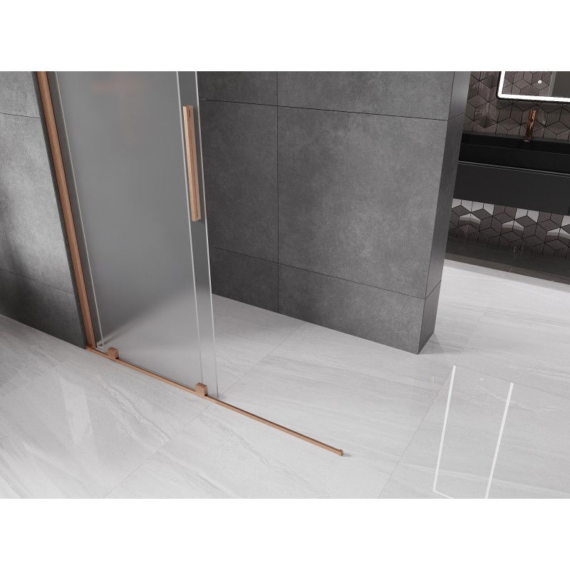 Mexen Velar paroi de douche coulissante Walk-in 130 x 200 cm, givre 8 mm, cuivre brossé - 871-130-000-33-65