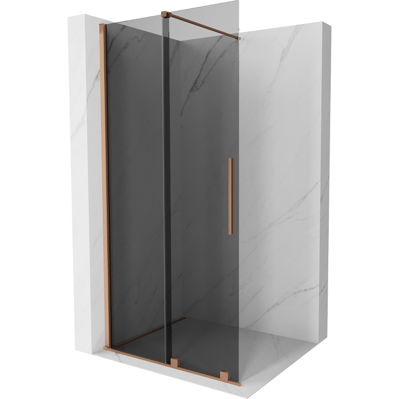Mexen Velar paroi de douche coulissante Walk-in 120 x 200 cm, graphite 8 mm, laiton brossé - 871-120-000-43-65