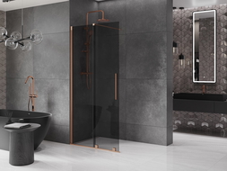 Mexen Velar paroi de douche coulissante Walk-in 100 x 200 cm, graphite 8 mm, laiton brossé - 871-100-000-43-65