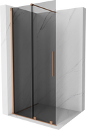 Mexen Velar paroi de douche coulissante Walk-in 100 x 200 cm, graphite 8 mm, laiton brossé - 871-100-000-43-65