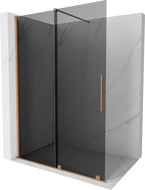 Mexen Velar paroi de douche coulissante Walk-in 130 x 200 cm, graphite 8 mm, cuivre brossé - 871-130-000-43-65