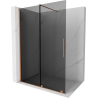 Mexen Velar paroi de douche coulissante Walk-in 140 x 200 cm, graphit 8 mm, laiton brossé - 871-140-000-43-65