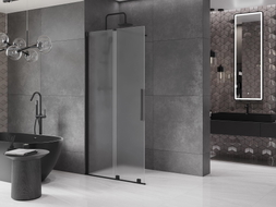 Mexen Velar paroi de douche coulissante Walk-in 75 x 200 cm, givré 8 mm, noir - 871-075-000-33-70