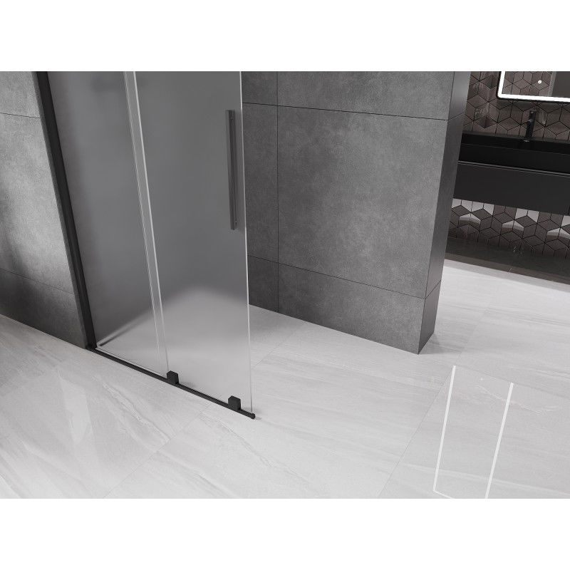 Mexen Velar paroi de douche coulissante Walk-in 110 x 200 cm, givre 8 mm, noire - 871-110-000-33-70
