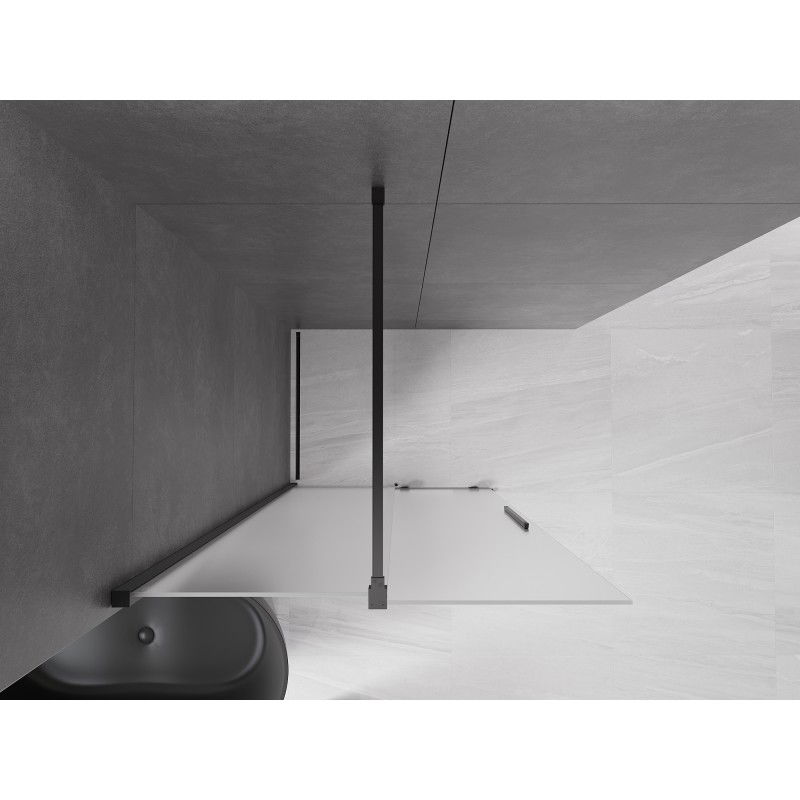 Mexen Velar paroi de douche coulissante Walk-in 90 x 200 cm, givre 8 mm, noir - 871-090-000-33-70