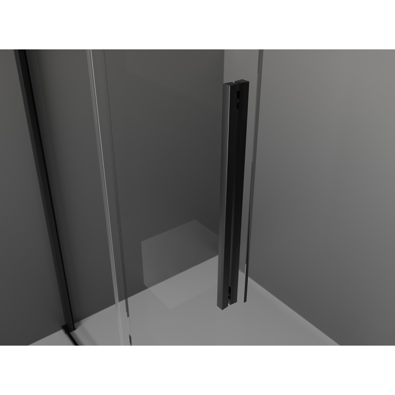 Mexen Velar paroi de douche coulissante Walk-in 70 x 200 cm, givrée 8 mm, noire - 871-070-000-33-70