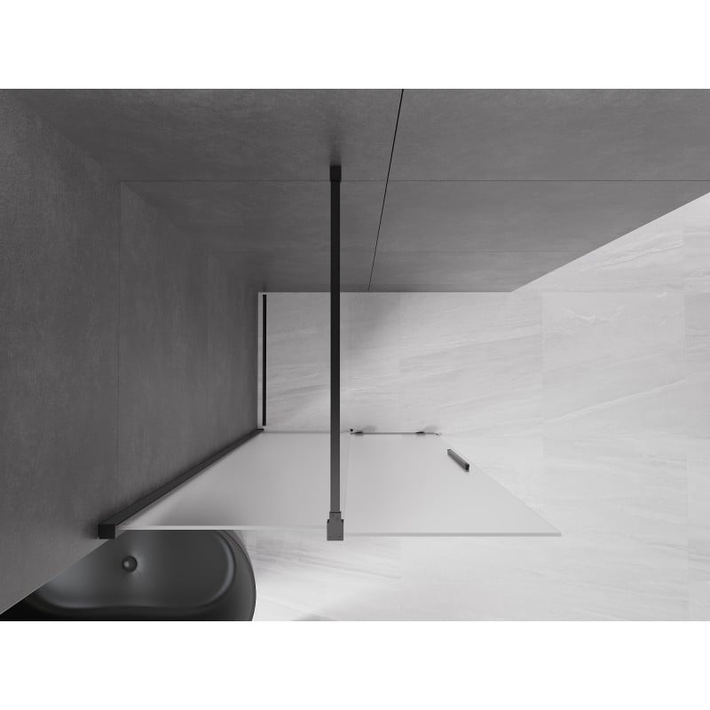 Mexen Velar paroi de douche coulissante Walk-in 100 x 200 cm, givrée 8 mm, noire - 871-100-000-33-70