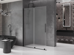Mexen Velar paroi de douche coulissante Walk-in 130 x 200 cm, givrée 8 mm, noire - 871-130-000-33-70