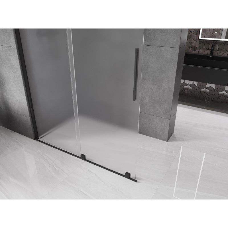 Mexen Velar cloison de douche coulissante Walk-in 160 x 200 cm, givré 8 mm, noir - 871-160-000-33-70