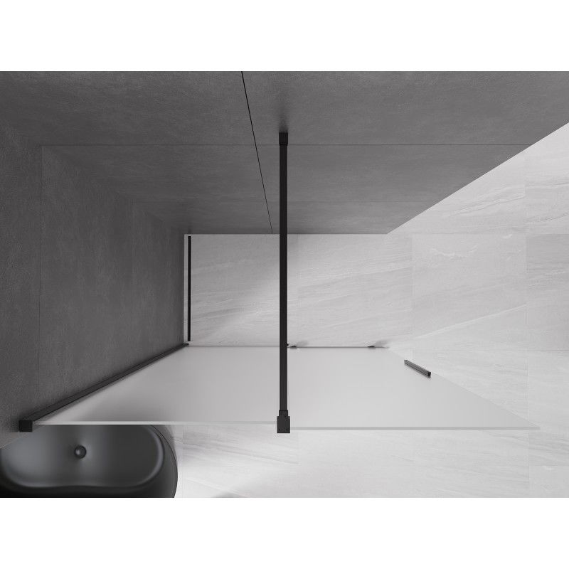 Mexen Velar paroi de douche coulissante Walk-in 140 x 200 cm, verre dépoli 8 mm, noir - 871-140-000-33-70