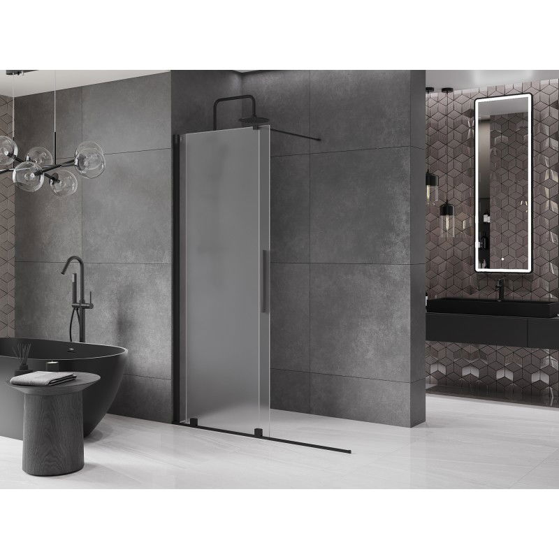 Mexen Velar cloison de douche coulissante Walk-in 160 x 200 cm, givré 8 mm, noir - 871-160-000-33-70