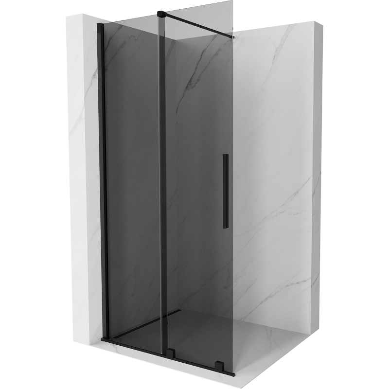 Mexen Velar paroi de douche coulissante Walk-in 70 x 200 cm, graphite 8 mm, noire - 871-070-000-43-70