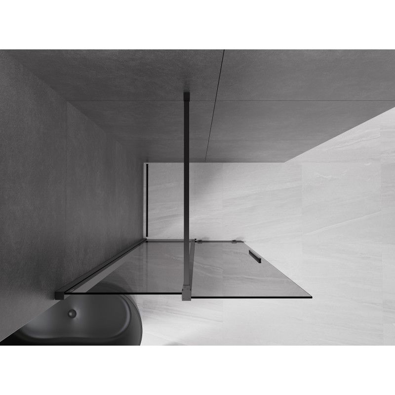 Mexen Velar paroi de douche coulissante Walk-in 70 x 200 cm, graphite 8 mm, noire - 871-070-000-43-70