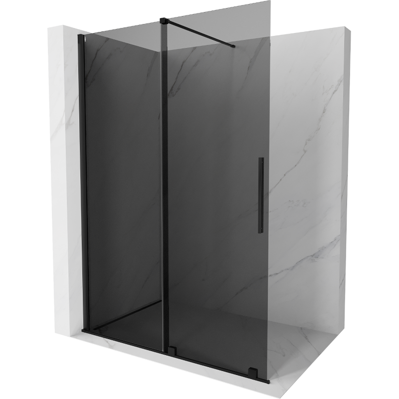 Mexen Velar paroi de douche coulissante Walk-in 140 x 200 cm, graphite 8 mm, noir - 871-140-000-43-70