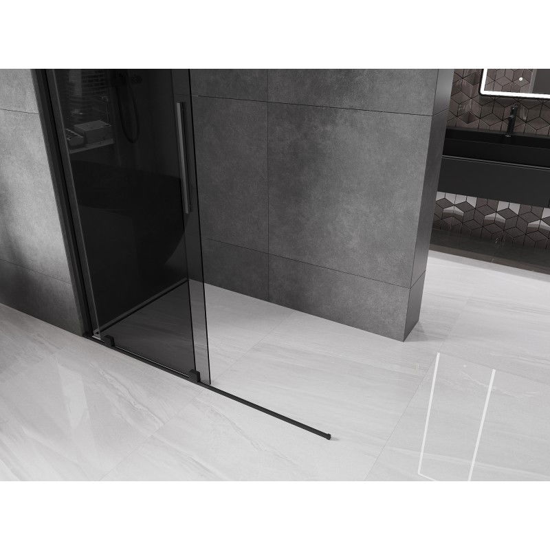 Mexen Velar paroi de douche coulissante Walk-in 140 x 200 cm, graphite 8 mm, noir - 871-140-000-43-70