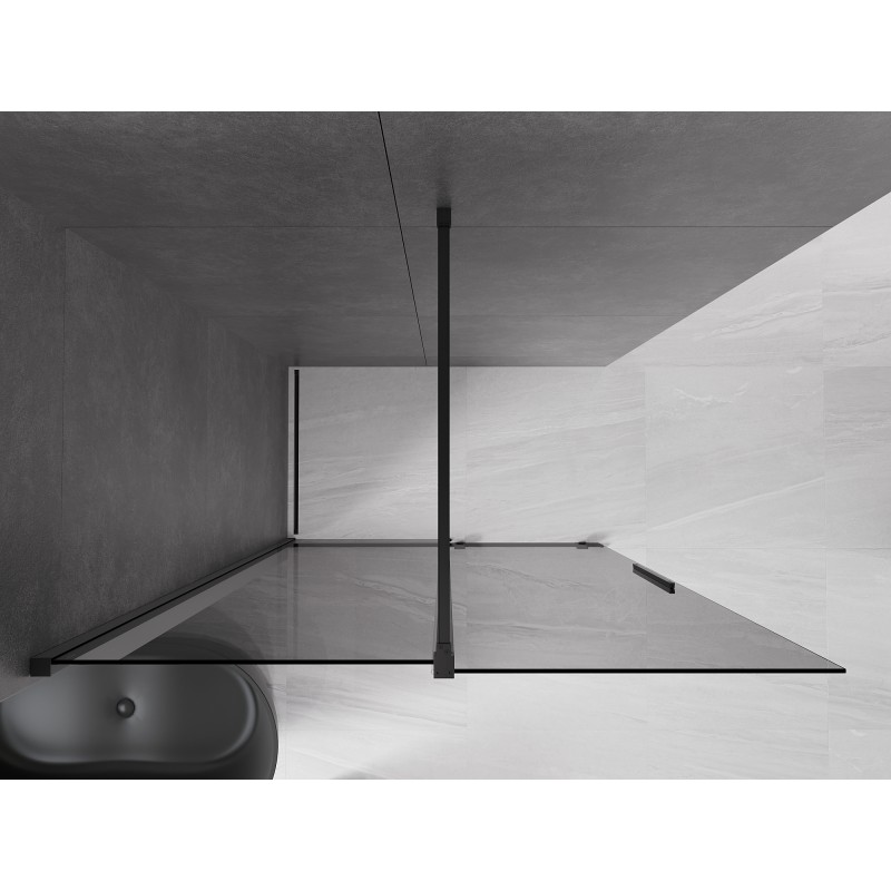 Mexen Velar paroi de douche coulissante Walk-in 130 x 200 cm, graphite 8 mm, noire - 871-130-000-43-70