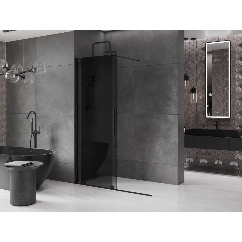 Mexen Velar paroi de douche coulissante Walk-in 150 x 200 cm, graphite 8 mm, noir - 871-150-000-43-70