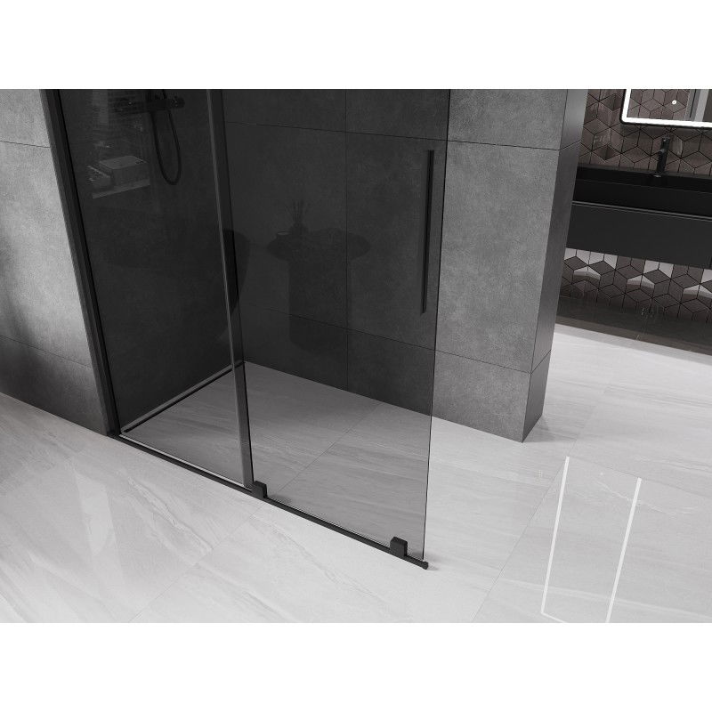 Mexen Velar paroi de douche coulissante Walk-in 160 x 200 cm, graphite 8 mm, noir - 871-160-000-43-70
