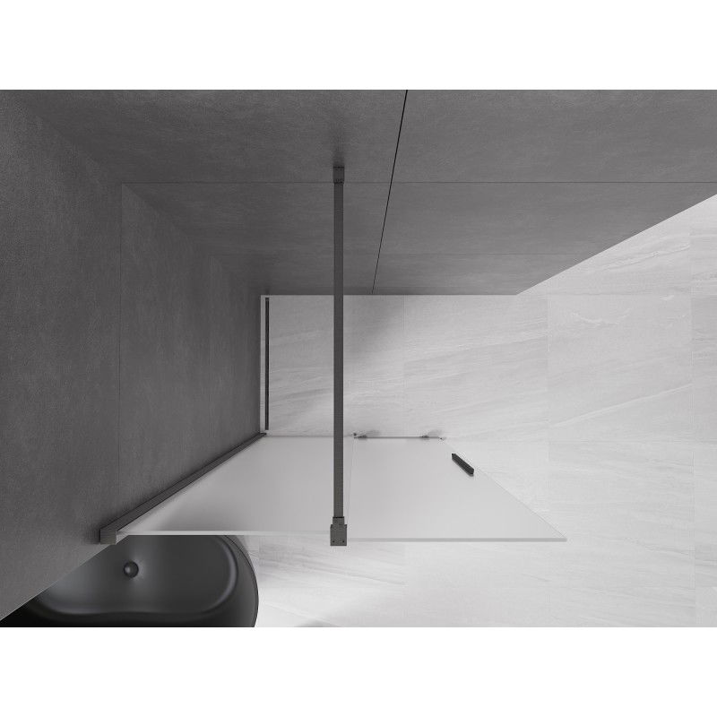 Mexen Velar paroi de douche coulissante Walk-in 80 x 200 cm, givrée 8 mm, gris canon brossé - 871-080-000-33-66