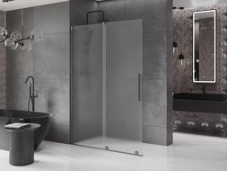 Mexen Velar paroi de douche coulissante Walk-in 160 x 200 cm, givré 8 mm, gris canon brossé - 871-160-000-33-66